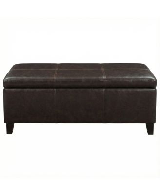 50.25" Wide Distressed Faux Leather Storage Ottoman Bench