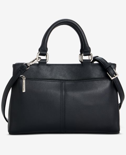 Женская сумка Giani Bernini Nappa Leather Satchel, цвет: Чёрный
