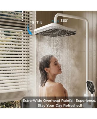 4 in 1 Shower Faucet System With LED Temperature Display, Anti-Clog Nozzles, Rainfall, Hand Shower, Tub Spout