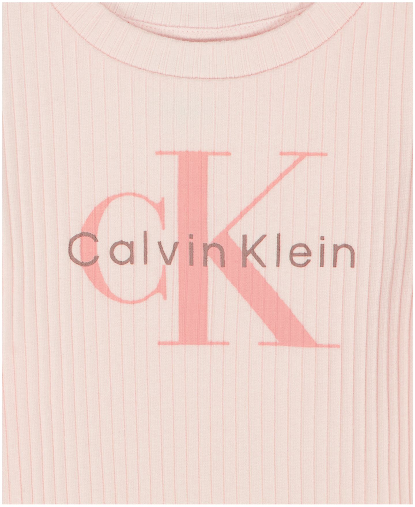Детский комплект Calvin Klein: ребристая футболка с логотипом и шорты с запахом, 2T-6X, цвет: Розовый / Кремовый — фото 6