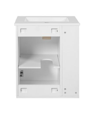 20" Wall Mounted Bathroom Vanity with Sink, Modern Floating Bathroom Vanity with Open Shelves for Small Spaces