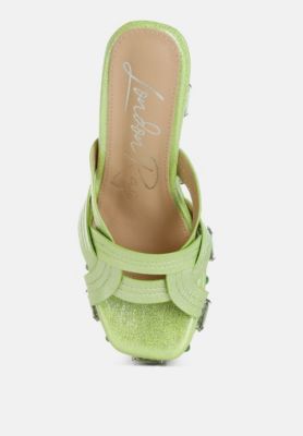 Womens Blistronic Chunky Diamante and Rhinestone Cut-Out Sandals