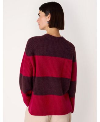 Women's Wool Mix Wide Stripe Knit Sweater