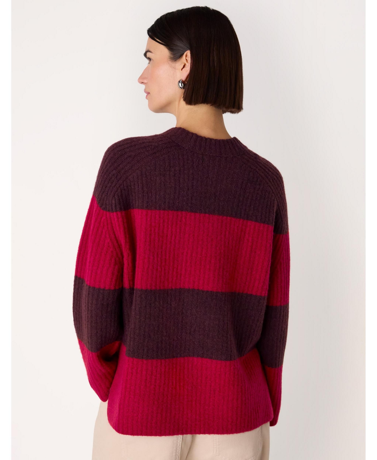 Whistles Women's Wool Mix Wide Stripe Knit Sweater