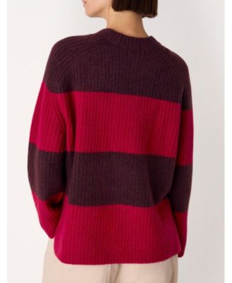 Women's Wool Mix Wide Stripe Knit Sweater