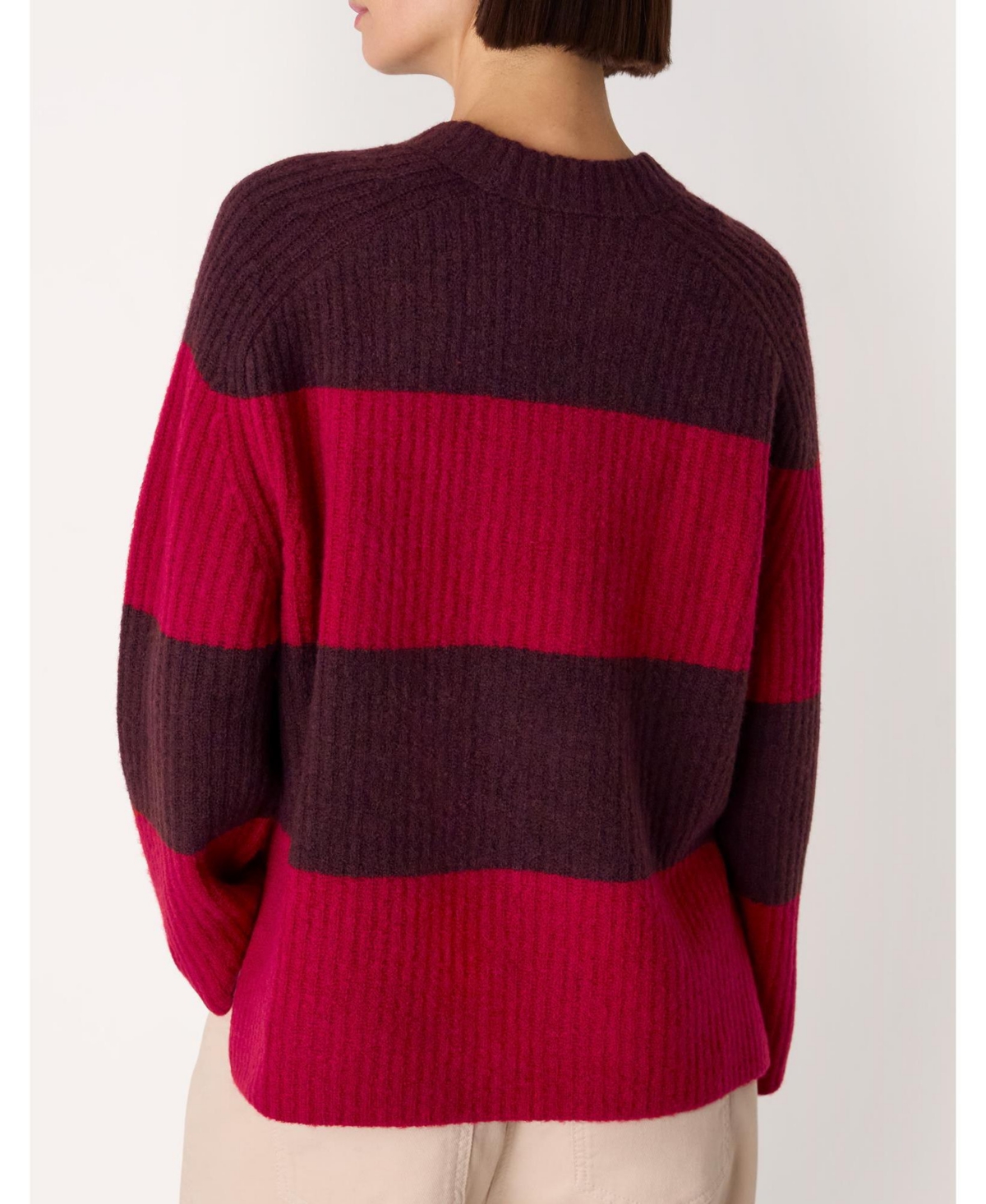 Whistles Women's Wool Mix Wide Stripe Knit Sweater