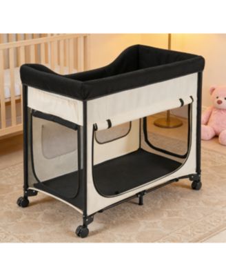 Portable Elevated Pet Bed with Storage Bag & Wheels, Foldable Cot for Dogs & Cats