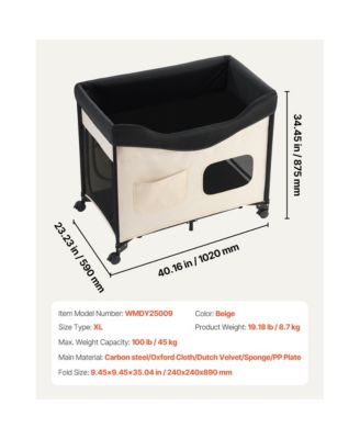 Portable Elevated Pet Bed with Storage Bag & Wheels, Foldable Cot for Dogs & Cats