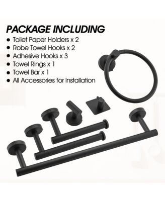 9-Piece Wall-Mounted Bathroom Hardware Accessory Set,  Stainless Steel Towel Bar, Towel Ring, Toilet Paper Holder and Robe Hook