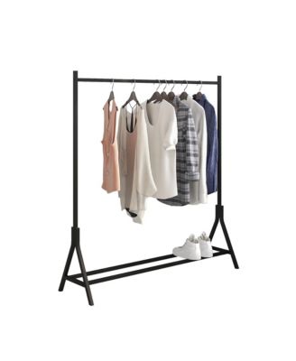 A-Frame Metal Clothes Hanger, Multi-Functional Single-Rod Garment Stand, with Adjustable Anti-slip Feet, Bottom Double Pole Storage for Home