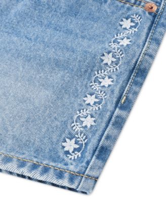 Girls' 7-16 Embroidered Mini Mom Shorts