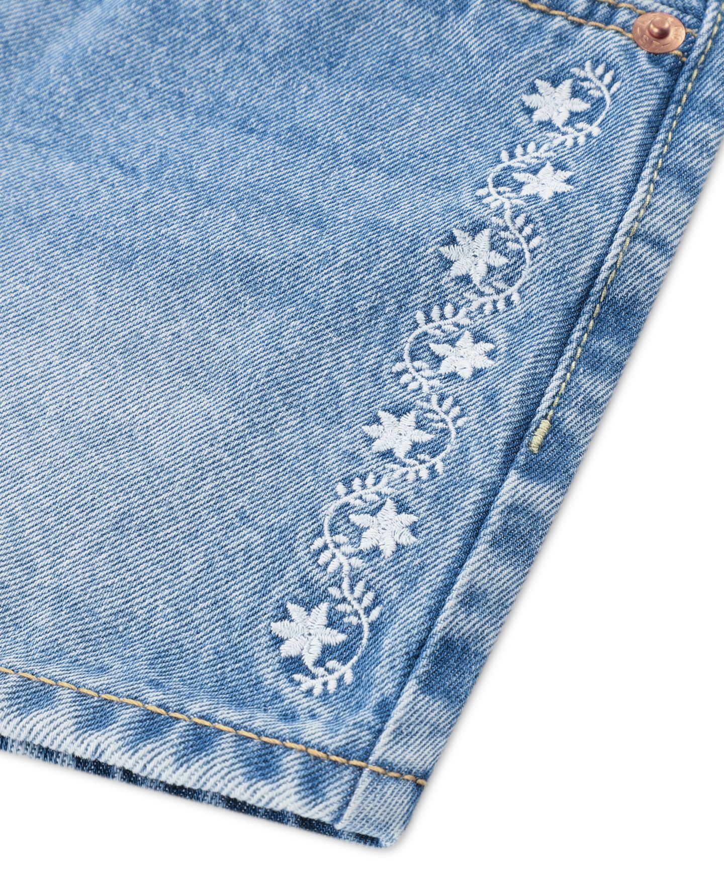 Шорты Levi's Embroidered Mini Mom Shorts для девочек, цвет: Coastal Drift — фото 10