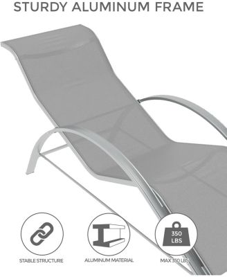 Outdoor Chaise Lounge Chairs Set of 3, Heavy-Duty Sunbathing Loungers for Poolside, Backyard