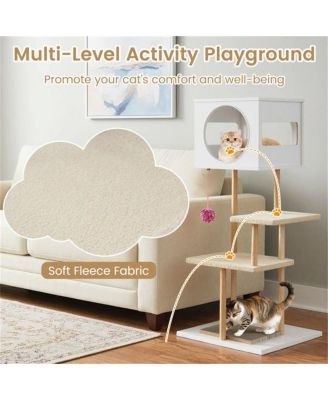 Multi-Level Cat Tree with 2 Scratching Pads, Dual-Door Condo & Anti-Tip Kit for Indoor Cats