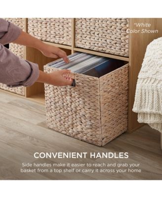 13x13in Hyacinth Storage Baskets, Set of 5 Multipurpose Collapsible Organizers