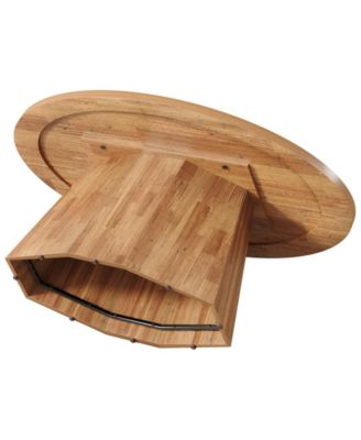 Oval Coffee Table, 47-Inch Living Room Table with Polygonal Pedestal, Modern Center Accent Furniture, Child-Friendly