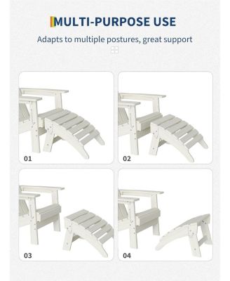 Folding Adirondack Ottoman Set of 2 - HDPE All-Weather Outdoor Footrests for Patio, Deck, Lawn, Poolside - Weather-Resistant