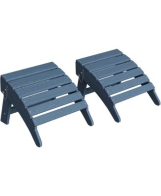 Folding Adirondack Ottoman Set of 2 - HDPE All-Weather Outdoor Footrests for Patio, Deck, Lawn, Poolside - Weather-Resistant
