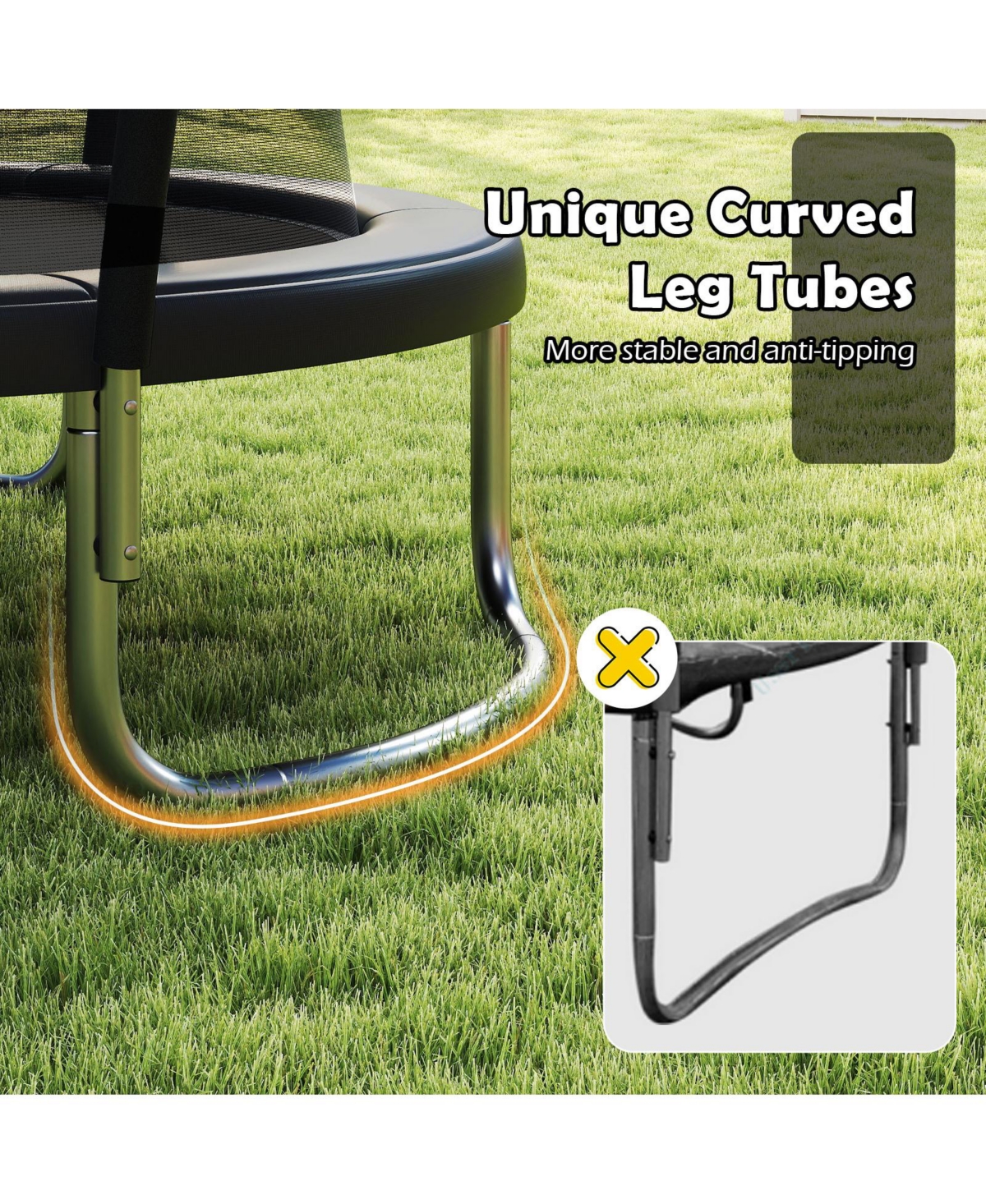 Slickblue 8FT Backyard Recreational Trampoline Heavy-Duty Build