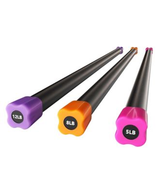 Total Body Workout & Exercise Weighted Bar Padded Grip, 3 Pack