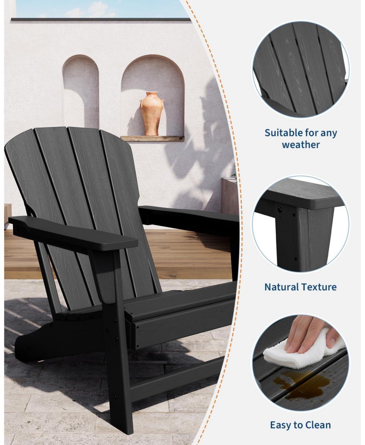 gaomon Modern Hdpe Plastic Adirondack Chair Set of 2