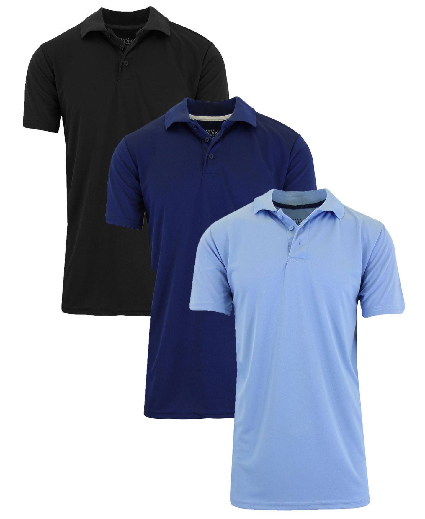 Мужские поло Galaxy By Harvic Big & Tall Dry Fit Moisture-Wicking Polo Shirt, 3-Pack, цвет: Чёрный / Тёмно-синий, вариант 1 — фото 1