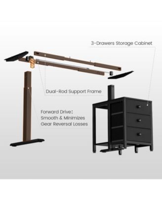 55x24" Sit-Stand Desk Height Adjustable Computer Desk with 2 Hooks, Storage Drawers, Printer Cabinet