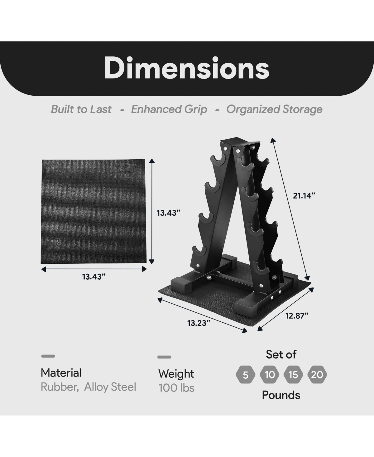 BalanceFrom Dumbbell Set with Stand, Rubber Encased Home Gym Hand Weights