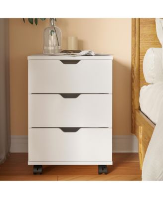3-Drawer Vertical Filing Cabinet, Wood Mobile File Cabinet, Storage Cabinet with Wheels, Under Desk for Home Office