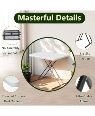 Height Adjustable Folding Table - Compact, Lightweight & Easy Clean for Multi-Use Indoors & Outdoors