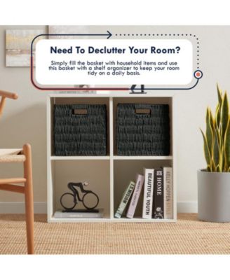 6 Pack Paper Wicker Storage Cube Bin Shelf Basket