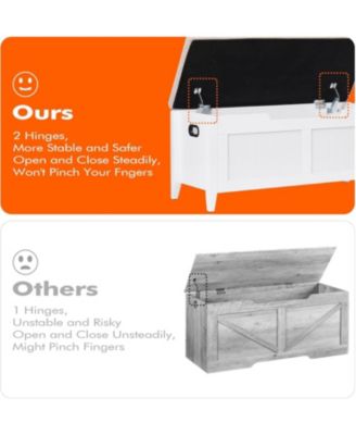 39.4" Wooden Flip-Top Storage Bench - Entryway Chest with 2 Safety Hinges Large Capacity Organizer