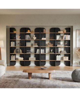 70.87-Inch Tall Double Wide Bookcase with Open Shelves, Set of 2