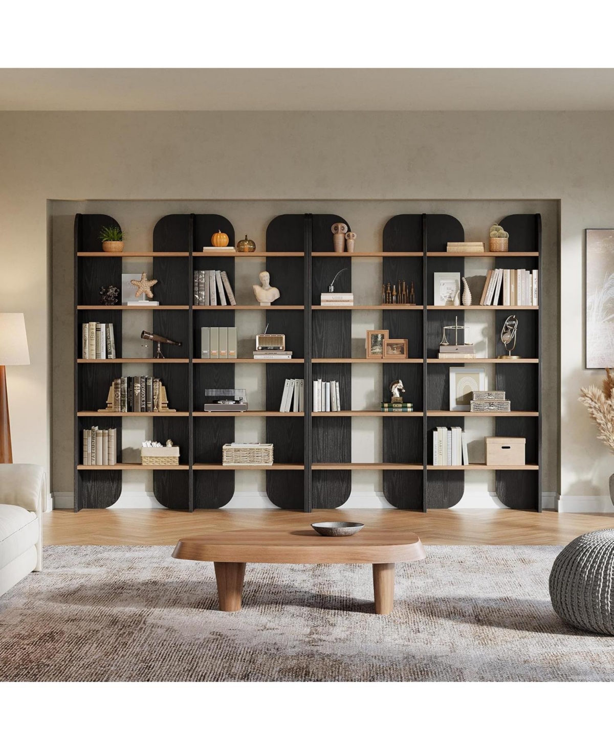 Tribesigns 70.87-Inch Tall Double Wide Bookcase with Open Shelves, Set of 2