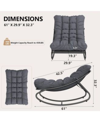 2 Pcs Outdoor Rocking Papasan Chairs, Lounging Chair with Removable Cushions, Sturdy Metal Frame, Padded Seat for Patio, Garden, Nursery
