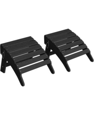 Folding Adirondack Ottoman Set of 2 - HDPE All-Weather Outdoor Footrests for Patio, Deck, Poolside