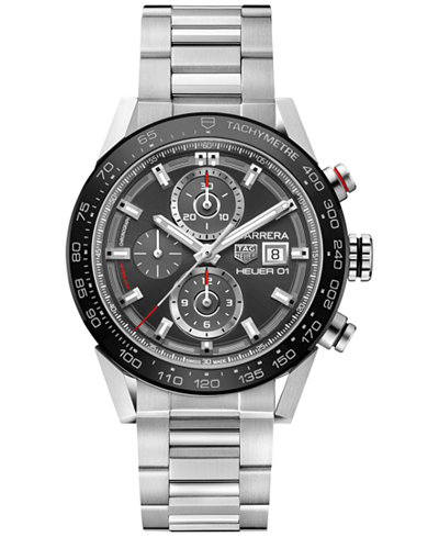 TAG Heuer Men's Swiss Automatic Chronograph Carrera Stainless Steel Bracelet Watch 43mm CAR201W.BA0714
