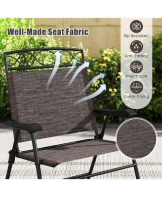 4 Pack Patio Folding Chairs Outdoor Dining Chairs w/ Backrests & Armrests