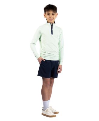 Boys Micro Grid Textured Performance Quarter Zip