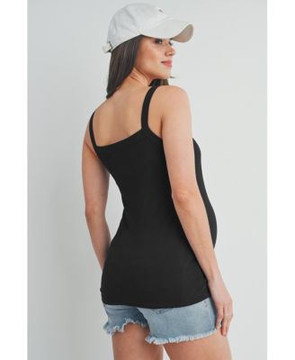 Maternity Ribbed Square Neck Sleeveless Tank Top