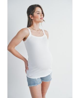 Maternity Ribbed Square Neck Sleeveless Tank Top