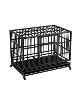 Heavy-Duty Dog Crate with Wheels - Folding, Secure Cage with Removable Tray