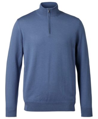 Men's Long Sleeve Quarter-Zip Merino Wool Sweater