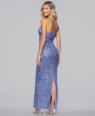 Juniors' Sequin Strapless Gown