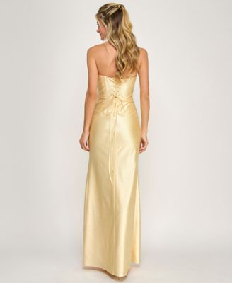 Juniors' Strapless Corset Gown