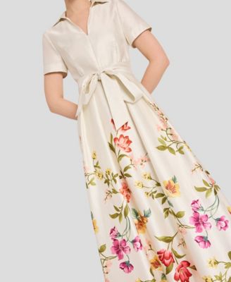 Women's V-Neck Short-Sleeve Printed Gown