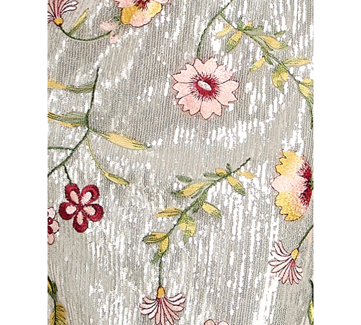 City Studios Women's V-Neck Floral Embroidered Sequin Maxi Dress