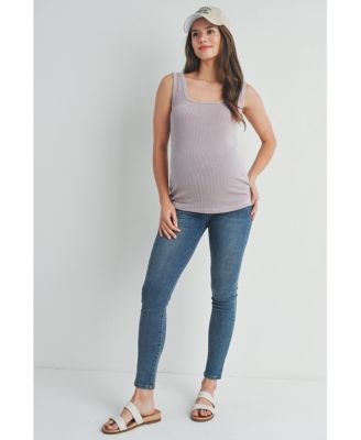 Maternity Square Neck Ribbed Sleeveless Tank Top