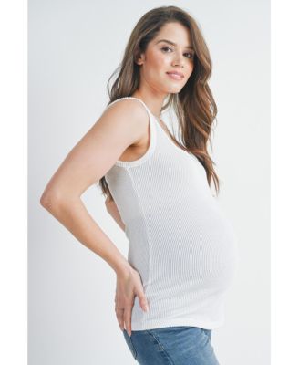 Maternity Square Neck Ribbed Sleeveless Tank Top
