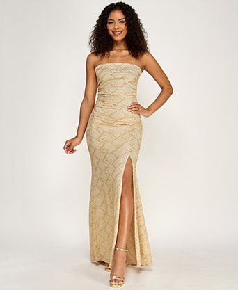 gold sweet 16 court dresses Gold tulle lace long prom dress gold sweet 16 dress toptby
